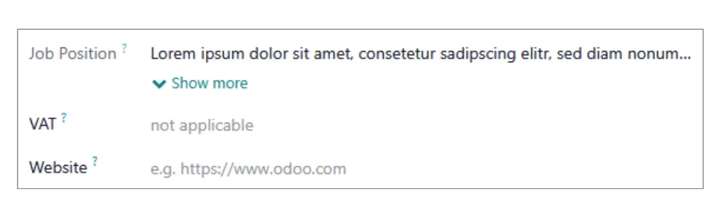 Ausklappbare Textfelder Odoo App Screen 1.webp